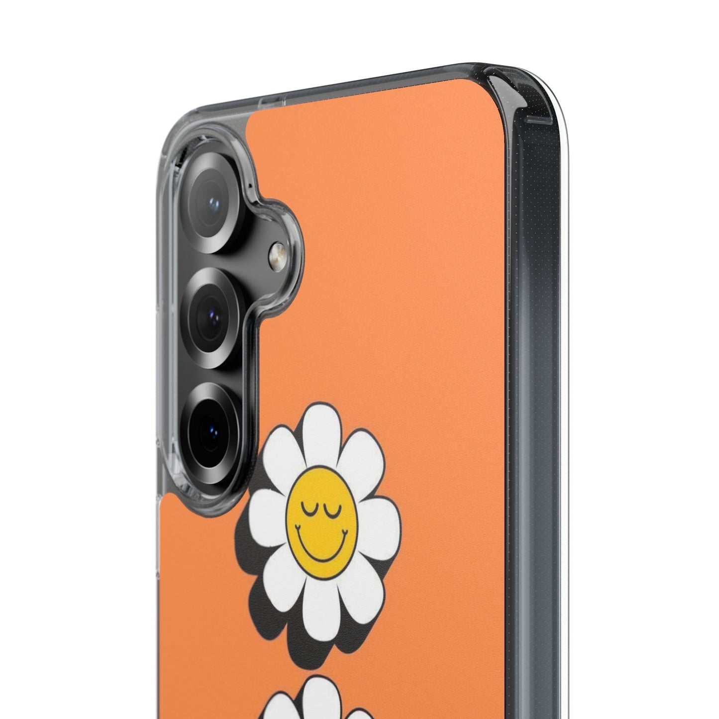 Phone Case — Orange Smiley Daisy Clear Impact‑Resistant Case