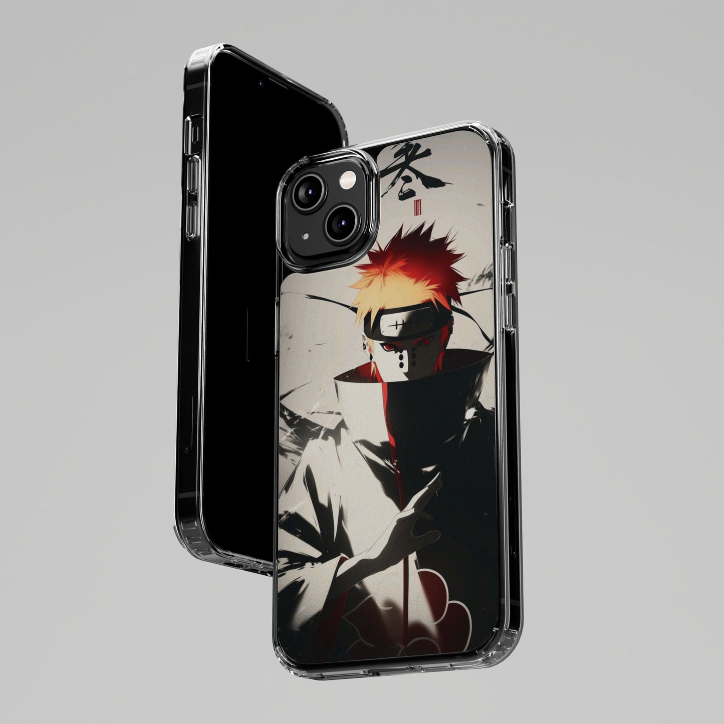 Clear Impact-Resistant Phone Case — Anime Akatsuki Shadow Design