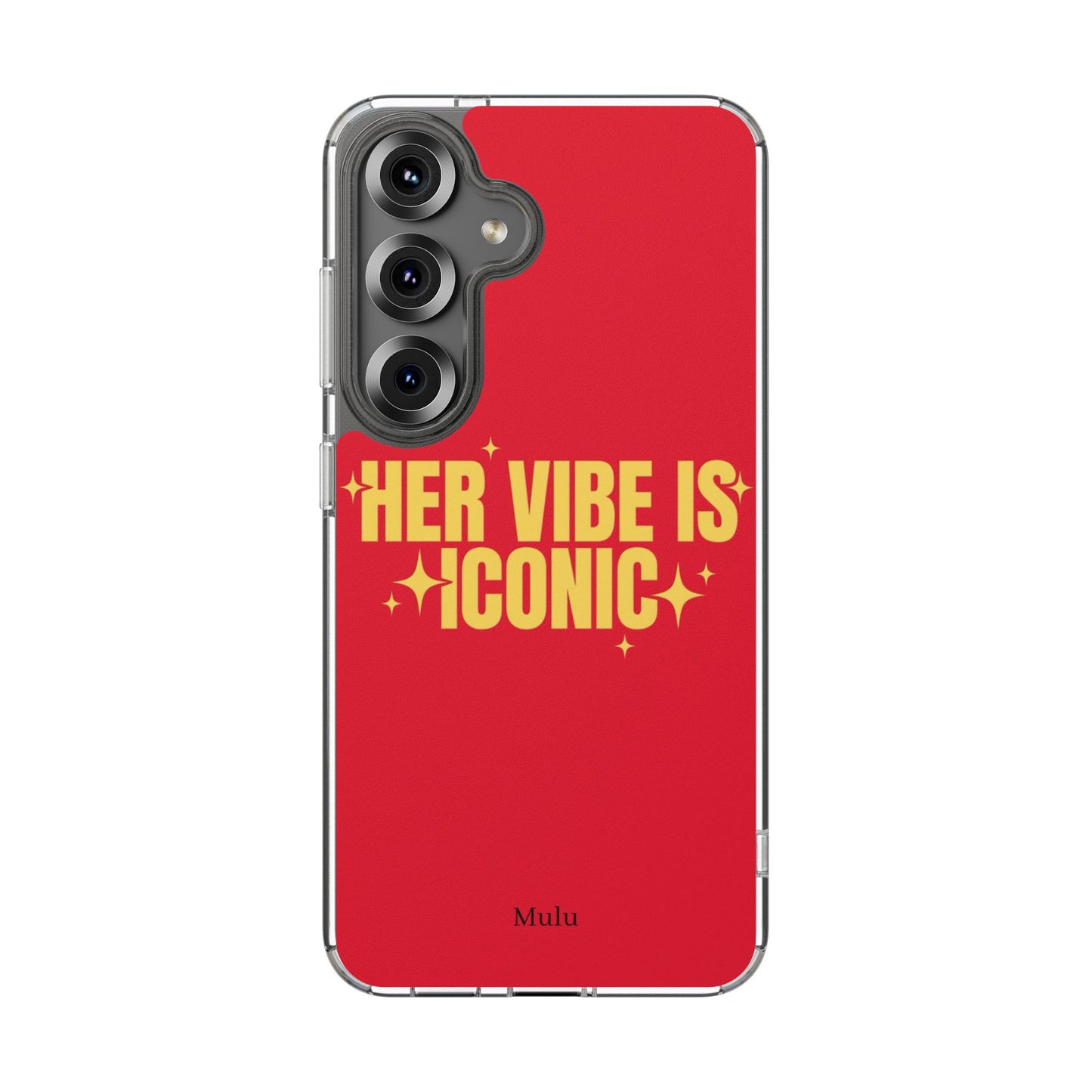 Clear Impact-Resistant Phone Case — "Her Vibe Is Iconic" Red Protective Cover
