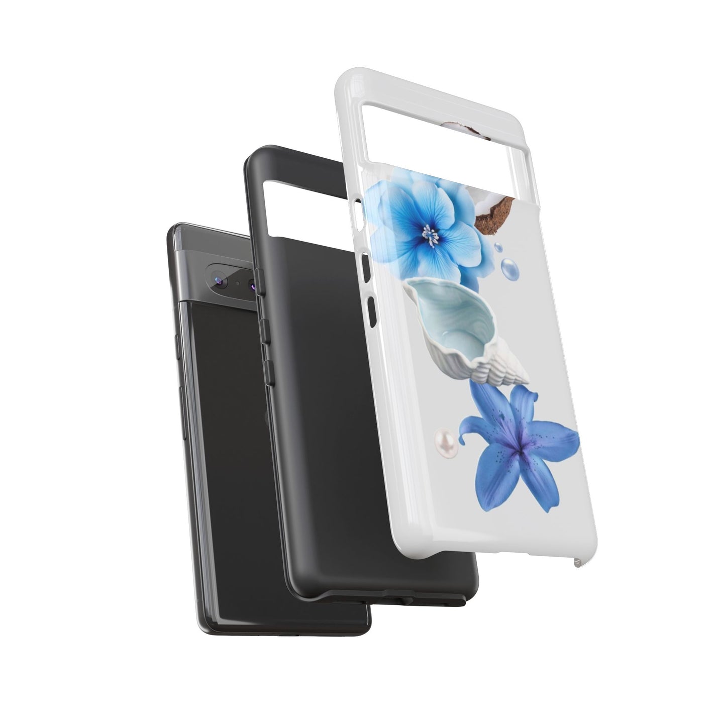 Tropical Blue Floral Phone Case — Coconut, Shell & Starfish Design