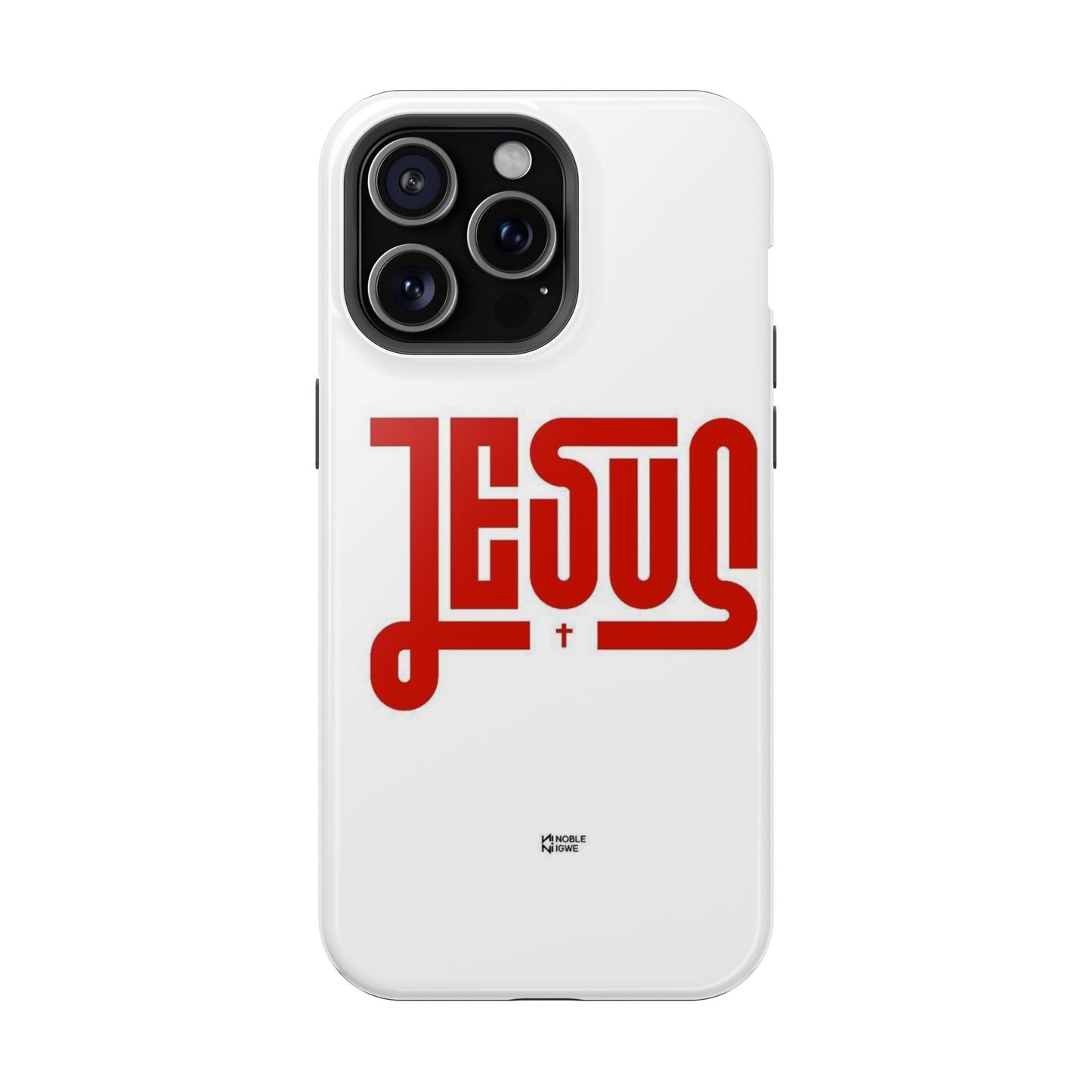 Jesus Magnetic Impact‑Resistant Phone Case — Bold Red Script Christian iPhone Cover