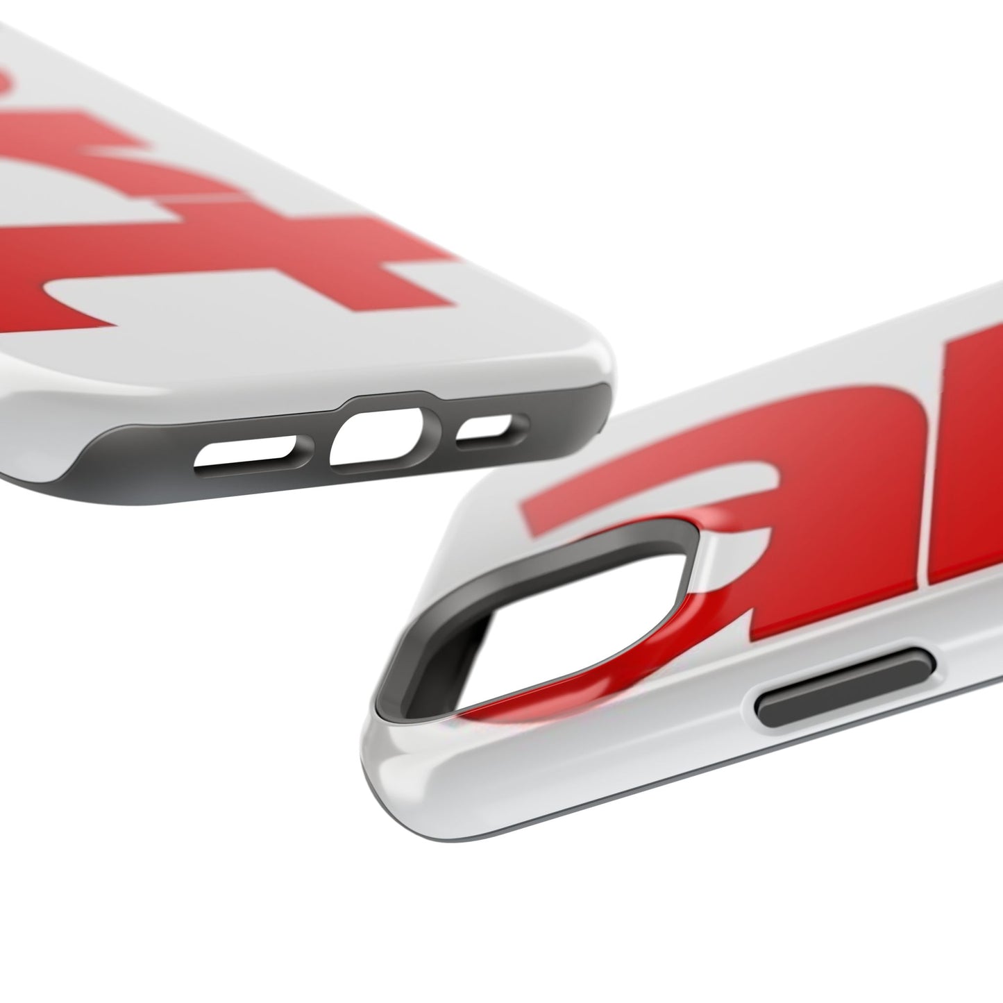 Magnetic Impact-Resistant Phone Case — Bold Red Typographic Design