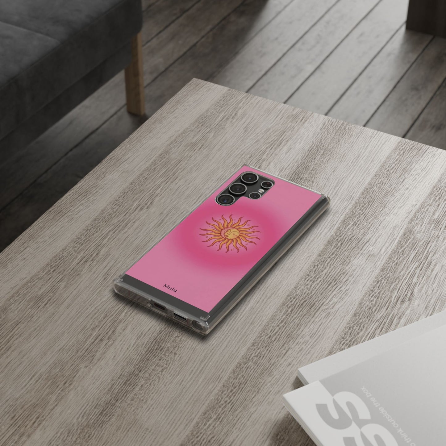 Pink Sun Phone Case — Radiant Sunburst Impact-Resistant Clear Case