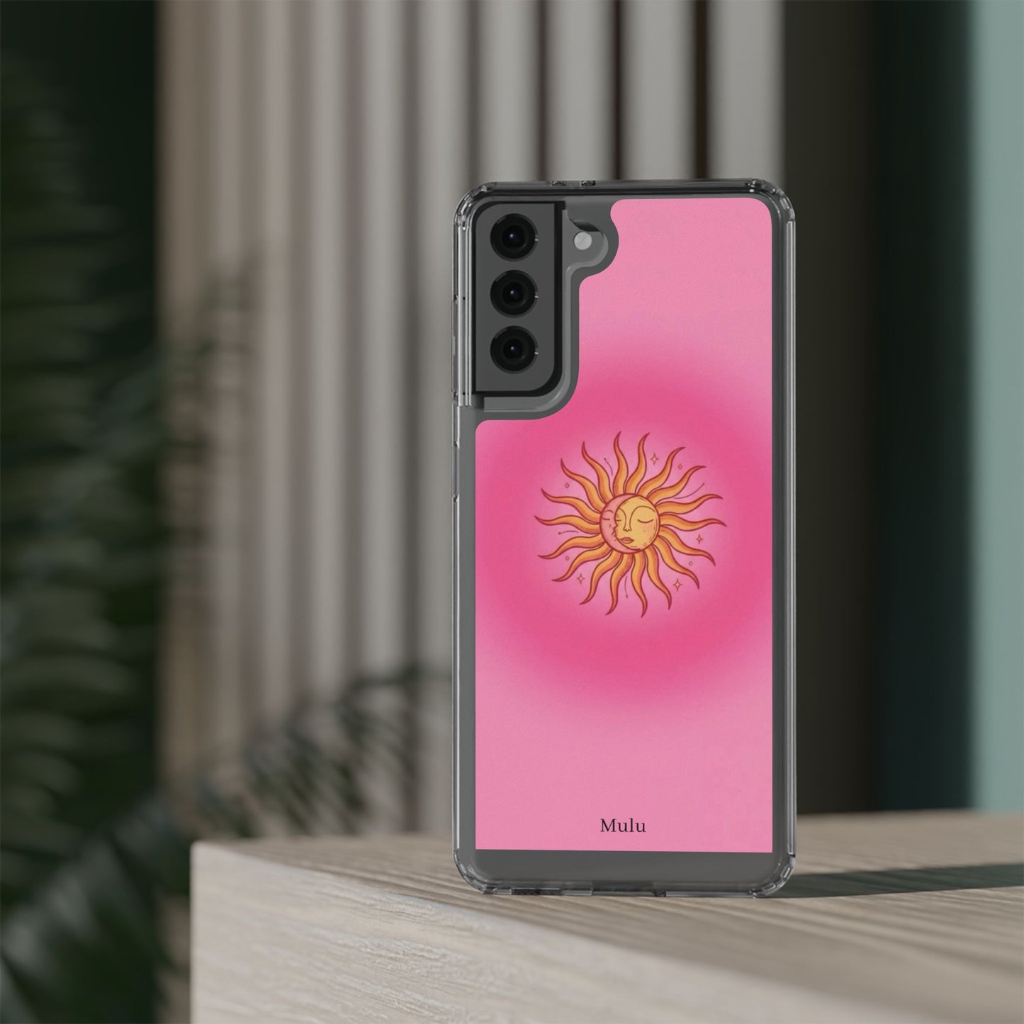 Pink Sun Phone Case — Radiant Sunburst Impact-Resistant Clear Case