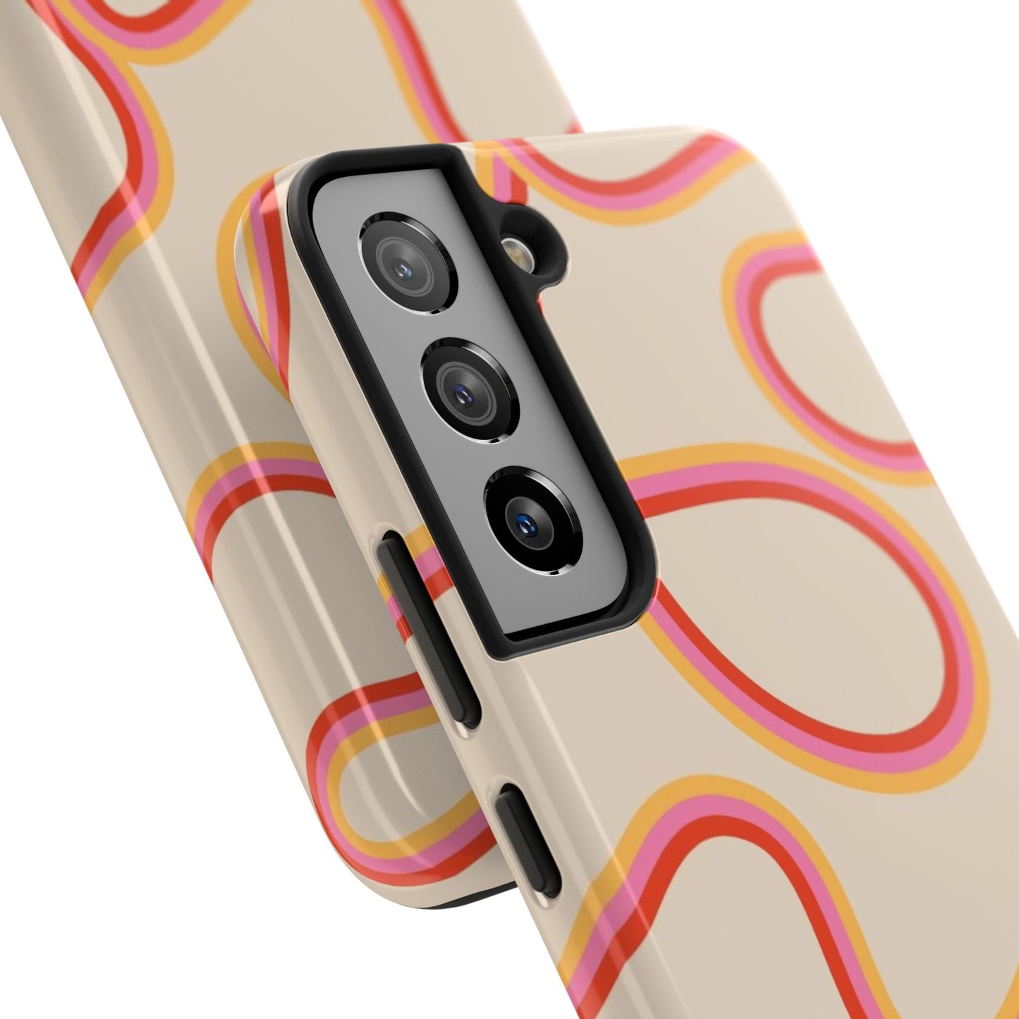 Retro Swirl Tough Phone Case — Beige Pink Orange Abstract Protection