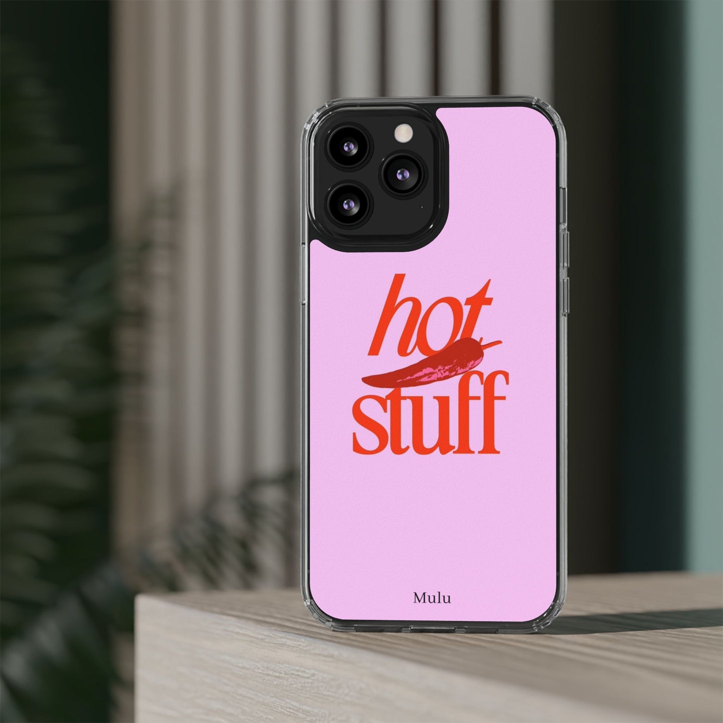 Hot Stuff Clear Impact Phone Case — Pink Retro Typography iPhone Cover