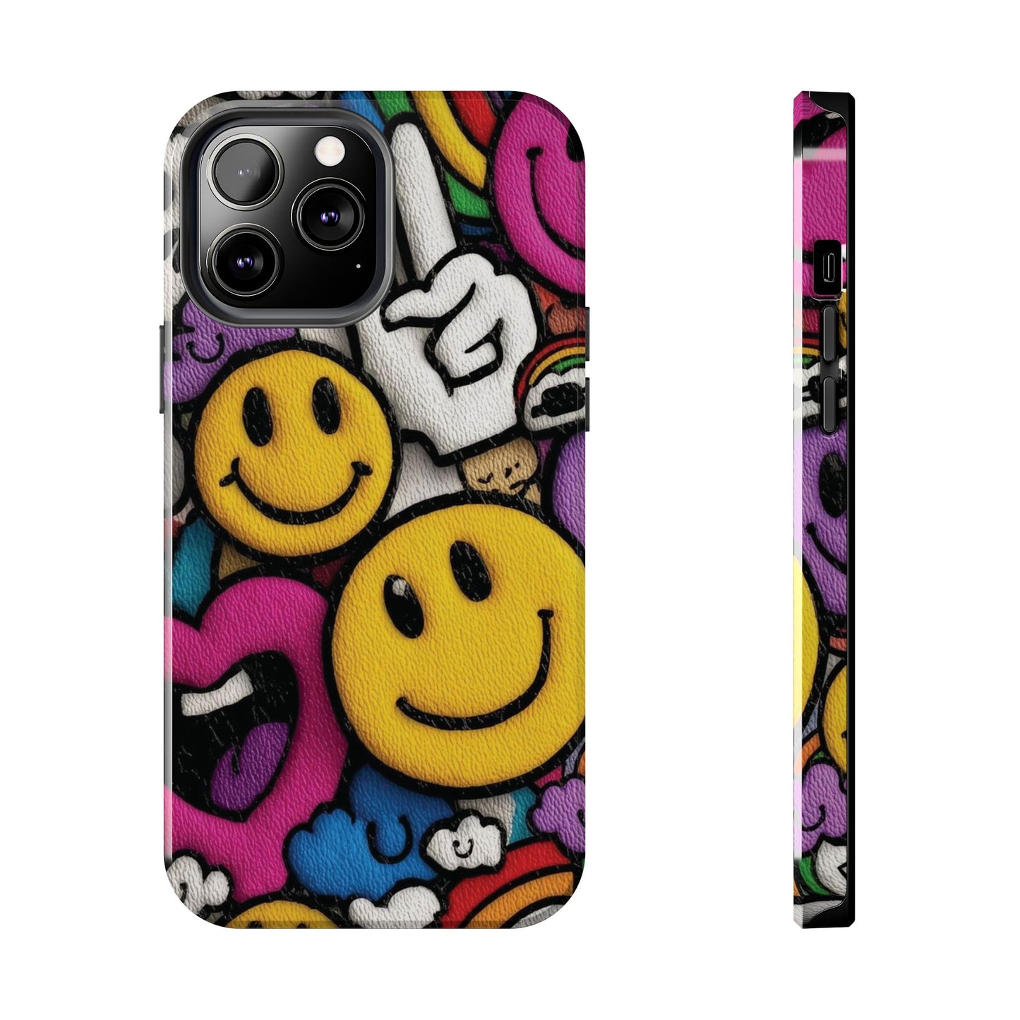 Smiley Graffiti Tough Phone Case – Colorful Urban Art Protection