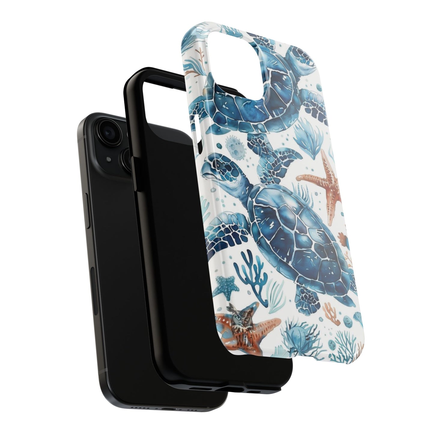 Sea Turtle Tough Phone Case — Blue Ocean Marine Life Protective Cover