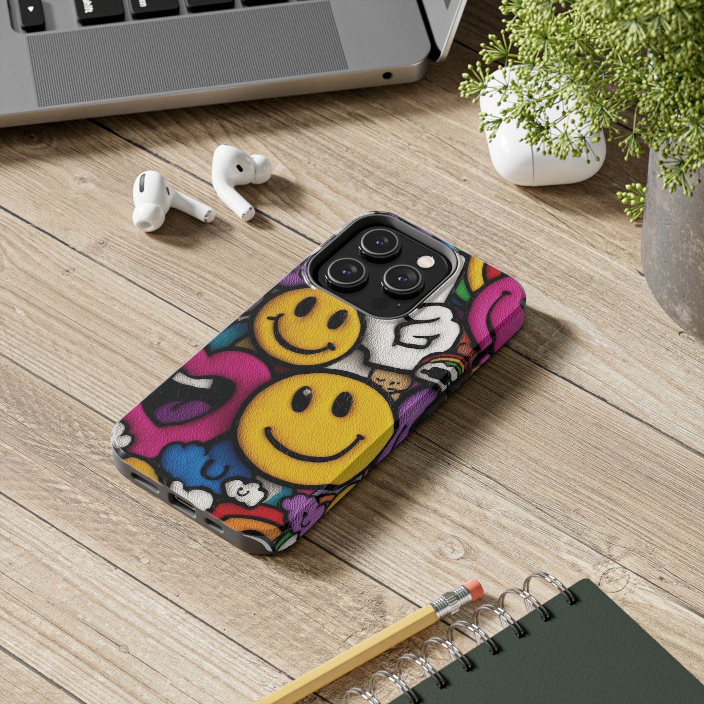 Smiley Graffiti Tough Phone Case – Colorful Urban Art Protection