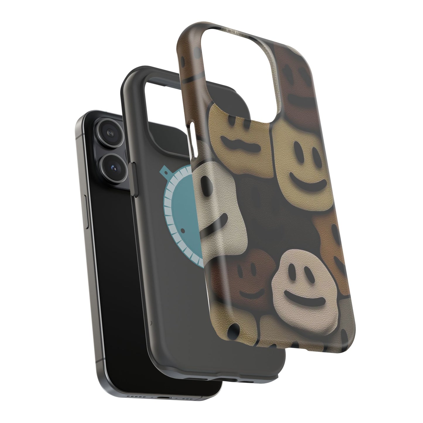 Magnetic Impact-Resistant Case — Brown Smiley Tile Phone Cover
