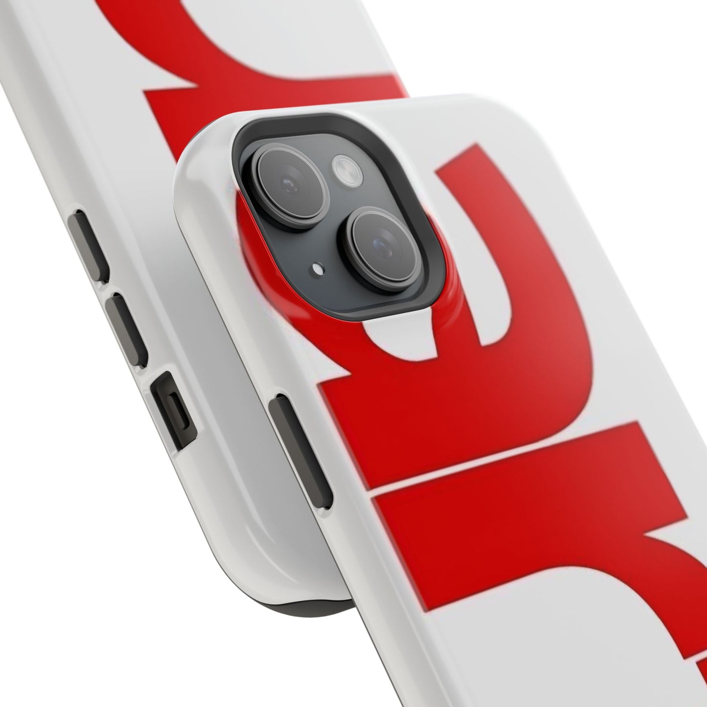 Magnetic Impact-Resistant Phone Case — Bold Red Typographic Design