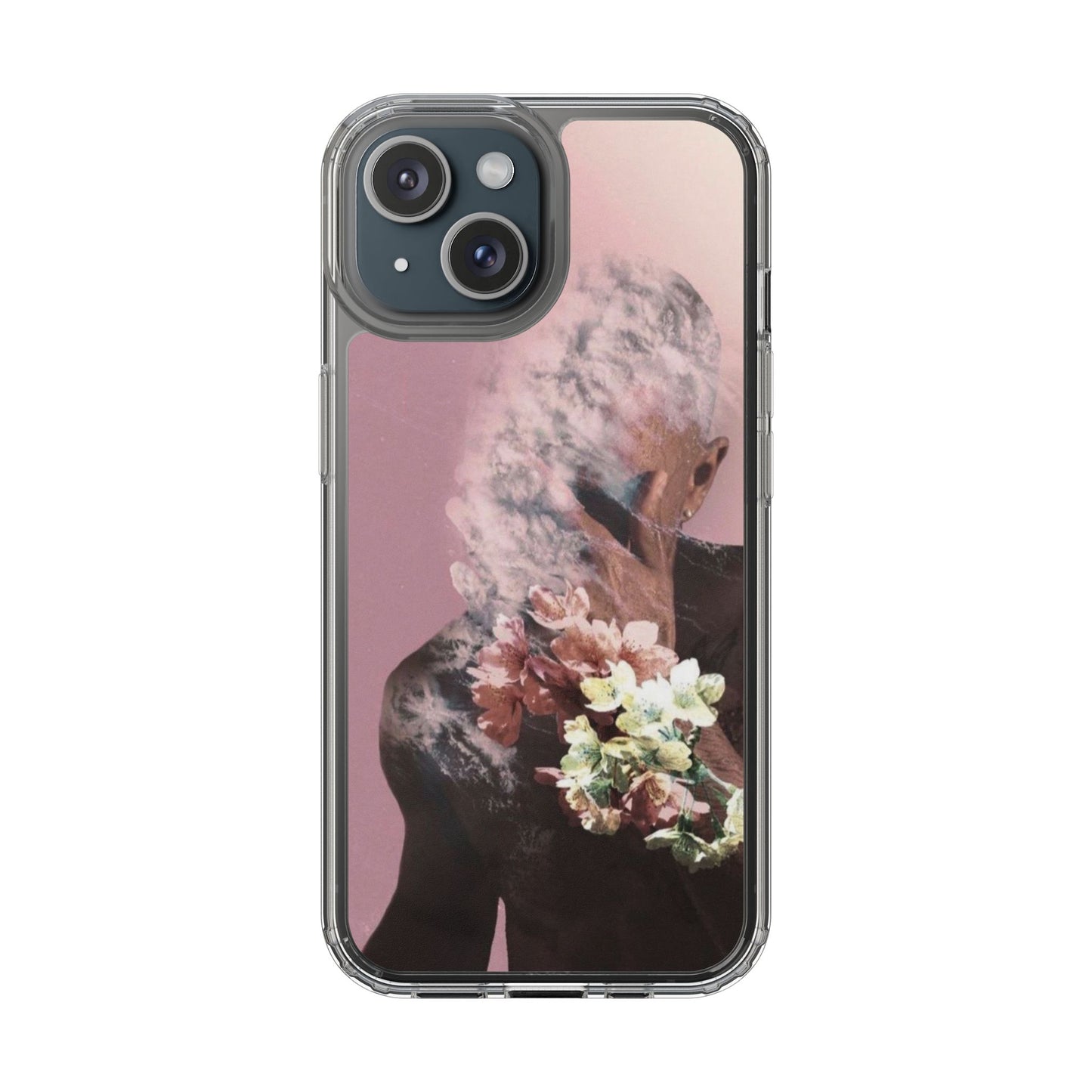 Clear Phone Case — Pink Floral Smoke Art iPhone Case
