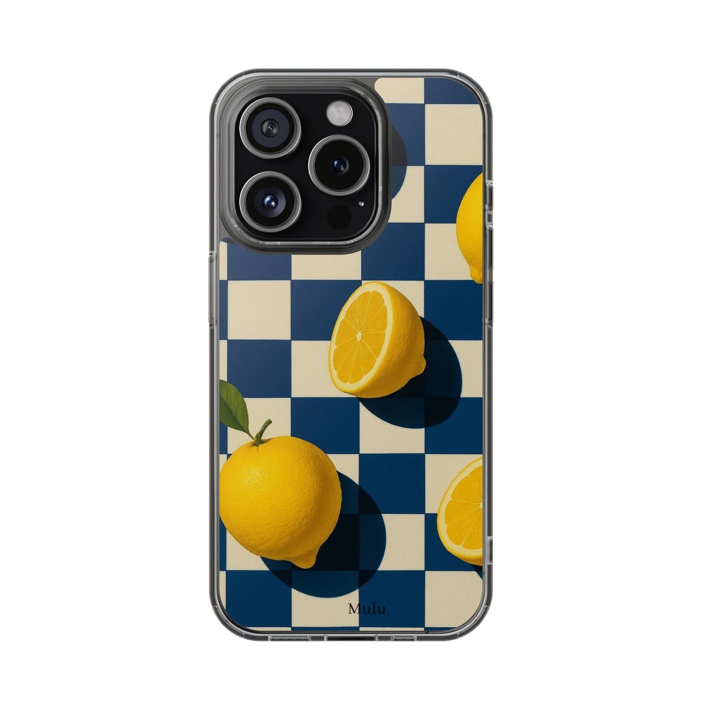 Clear Impact-Resistant Case — Retro Checkered Lemons Phone Case