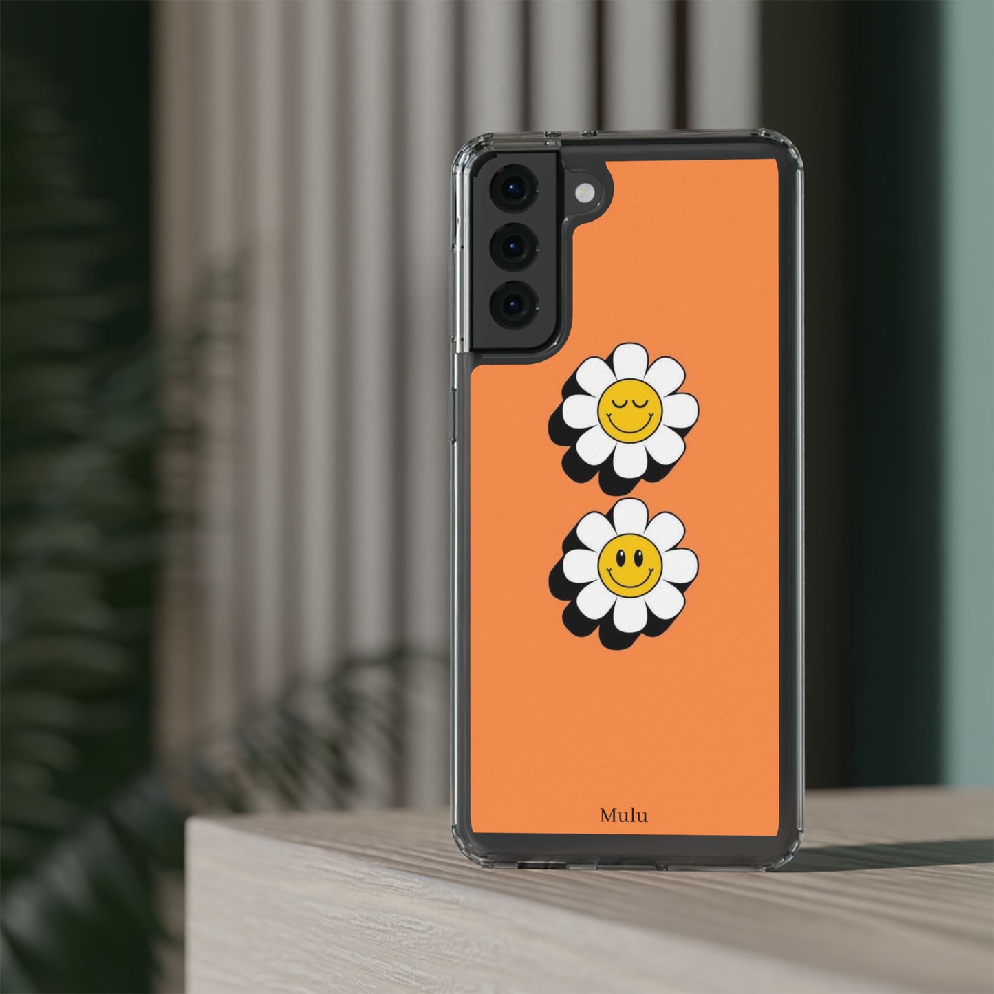 Phone Case — Orange Smiley Daisy Clear Impact‑Resistant Case