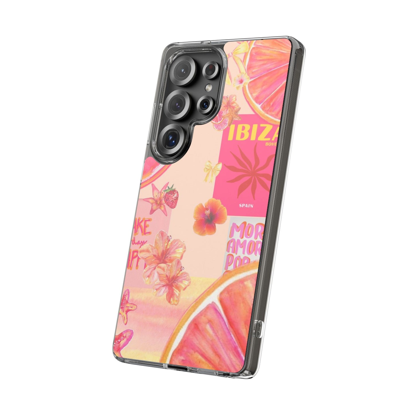 Clear Impact Phone Case — Pink Ibiza Citrus Floral Design