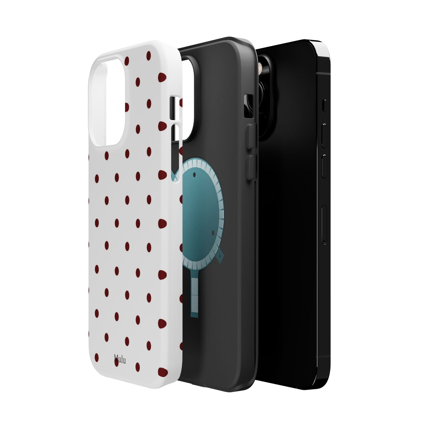 Polka Dot Magnetic Impact-Resistant Phone Case — Red Dots on White