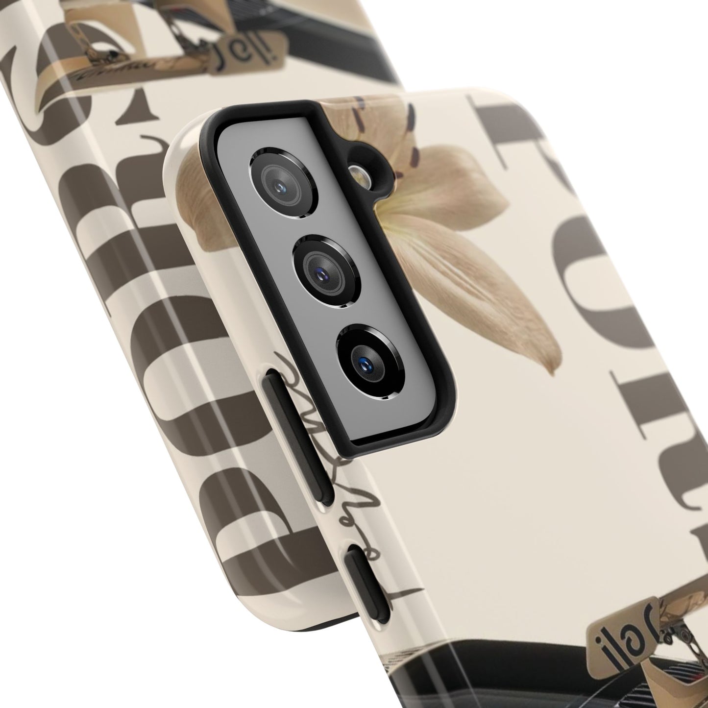 Tough Phone Case — Beige Sports Car Design with 'Tourist' Typography