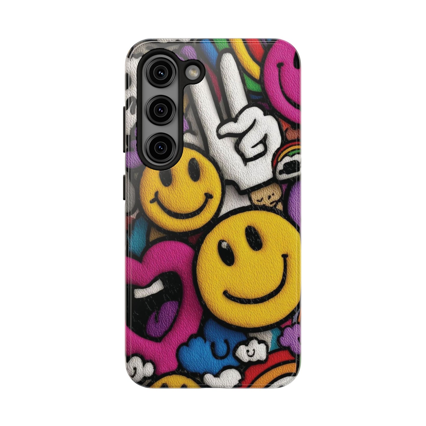 Smiley Graffiti Tough Phone Case – Colorful Urban Art Protection