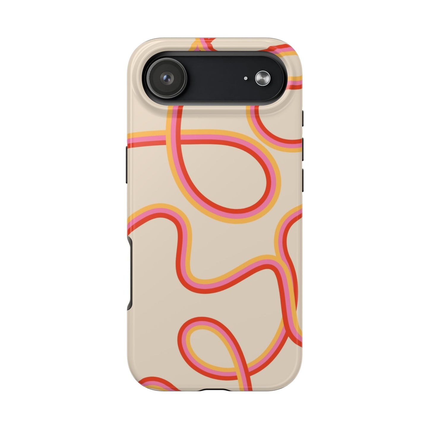 Retro Swirl Tough Phone Case — Beige Pink Orange Abstract Protection