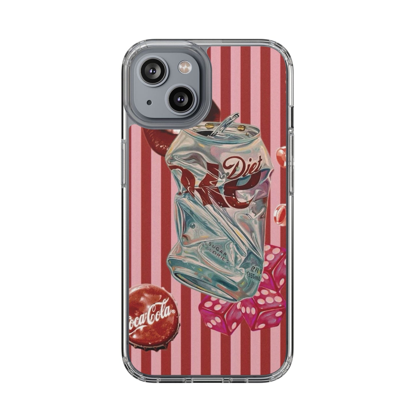Diet Cola Crush Clear Phone Case – Retro Soda Pop Design
