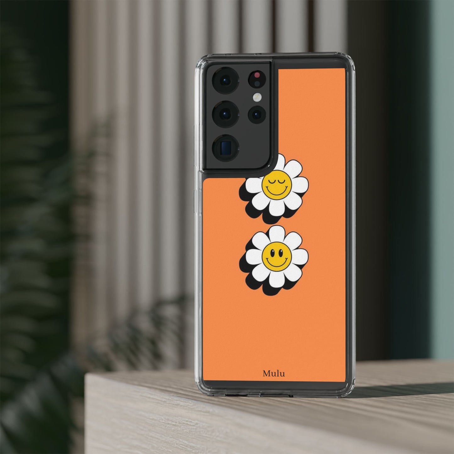 Phone Case — Orange Smiley Daisy Clear Impact‑Resistant Case