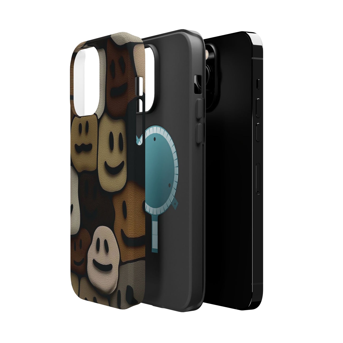 Magnetic Impact-Resistant Case — Brown Smiley Tile Phone Cover
