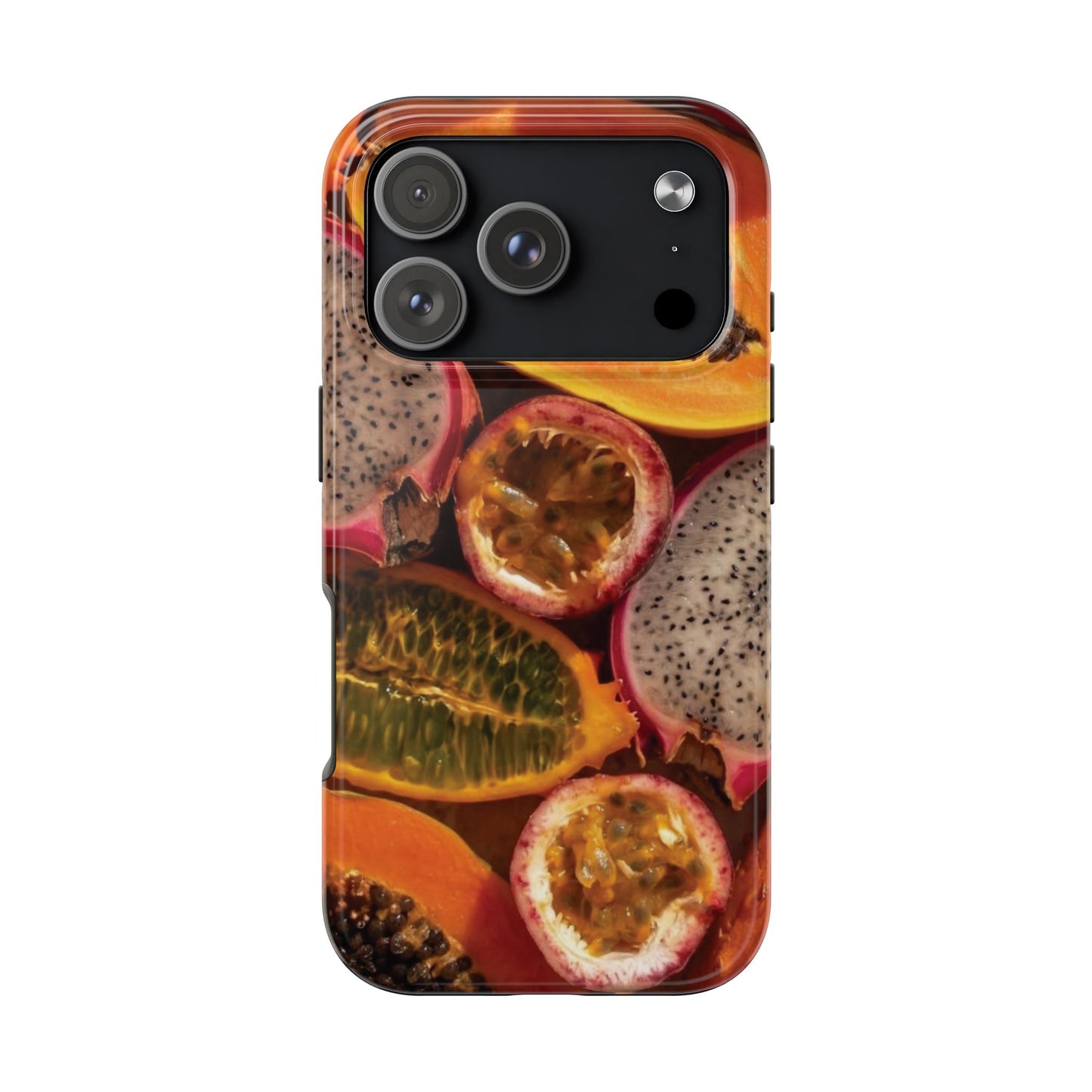 Tropical Fruit Tough Phone Case — Papaya & Dragon Fruit Design