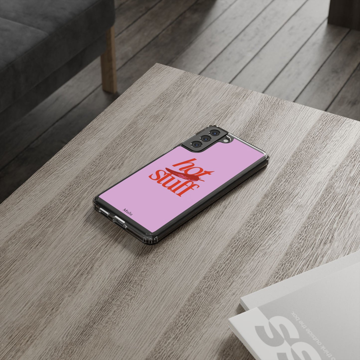 Hot Stuff Clear Impact Phone Case — Pink Retro Typography iPhone Cover