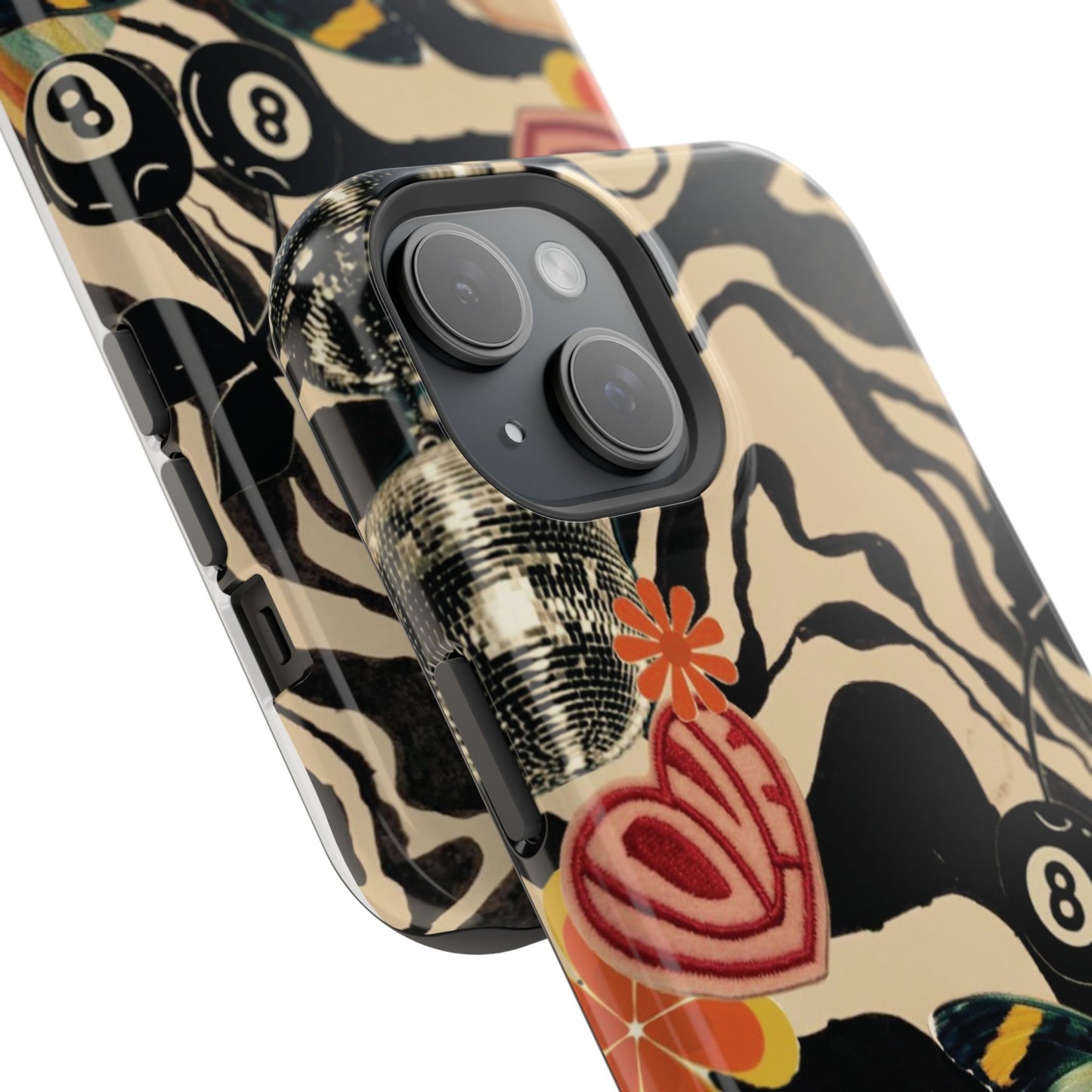 Phone Case — Retro Collage Magnetic Impact-Resistant Case with Butterfly & Zebra Print