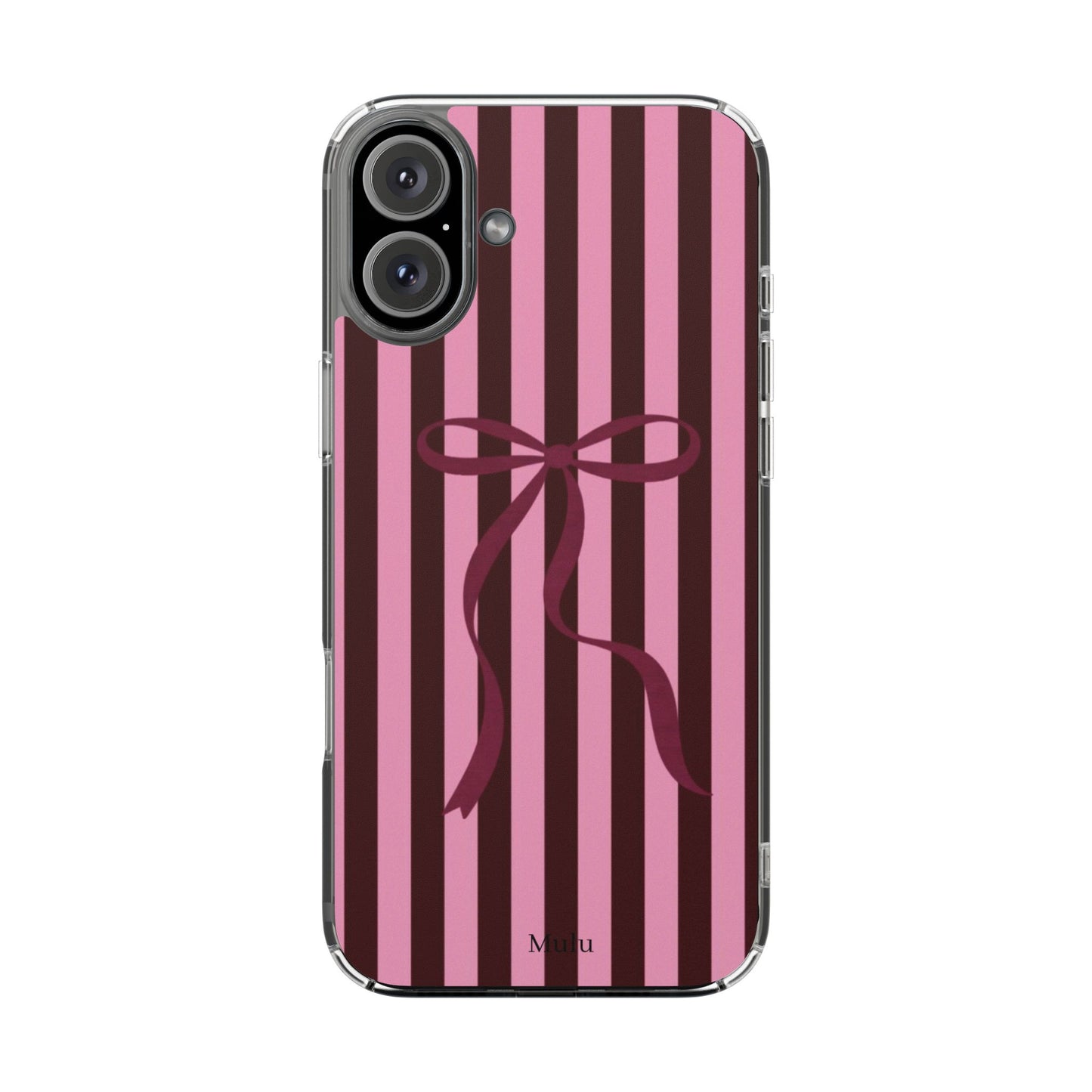 Pink Striped Ribbon Clear Impact-Resistant Phone Case