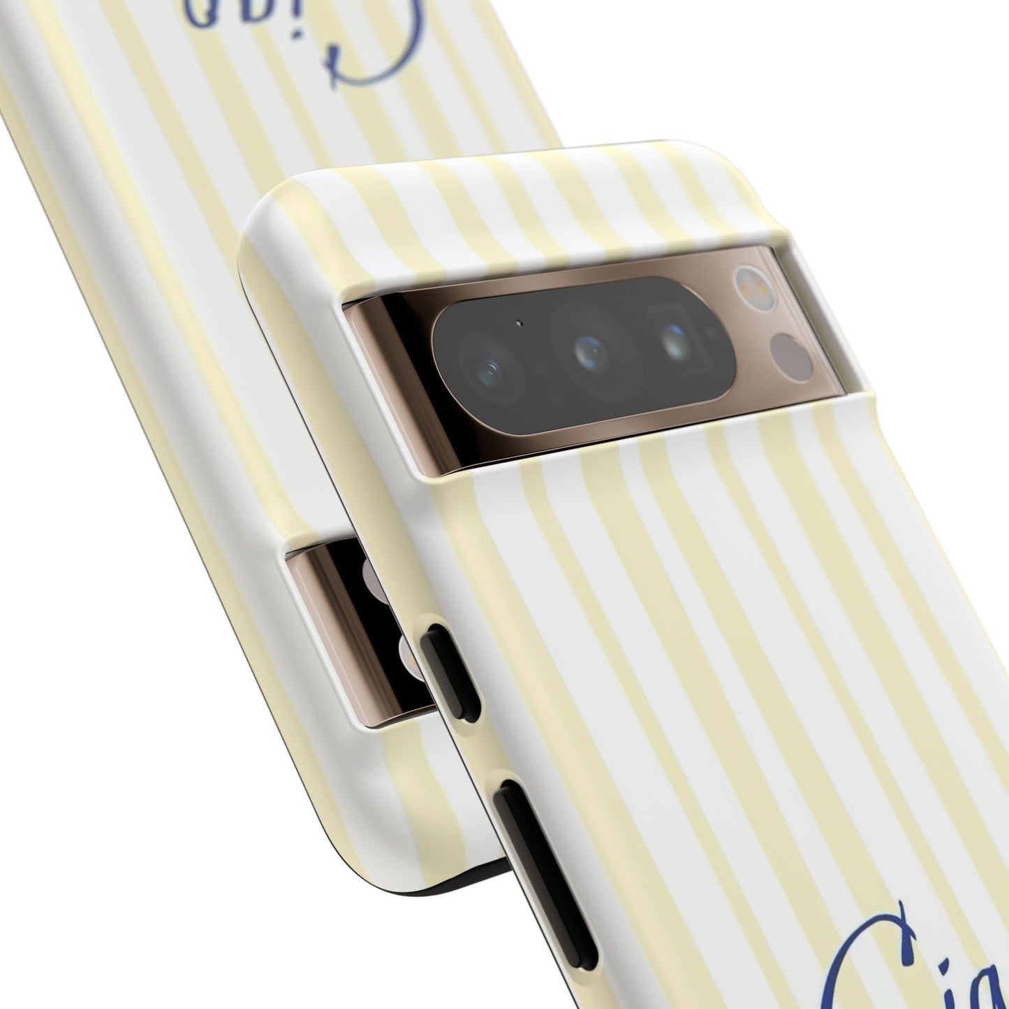 Ciao Bella Phone Case – Striped Elegant Italian Script Protective Cover