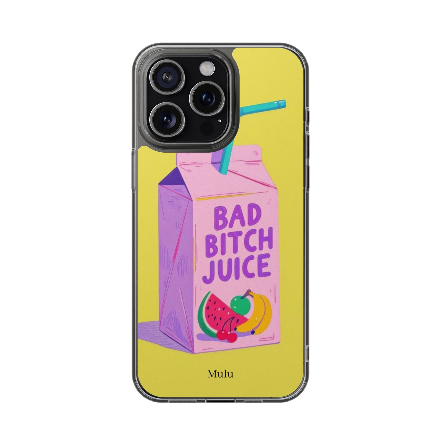 Clear Impact-Resistant Phone Case — "Bad Bitch Juice" Cartoon Juice Box Design