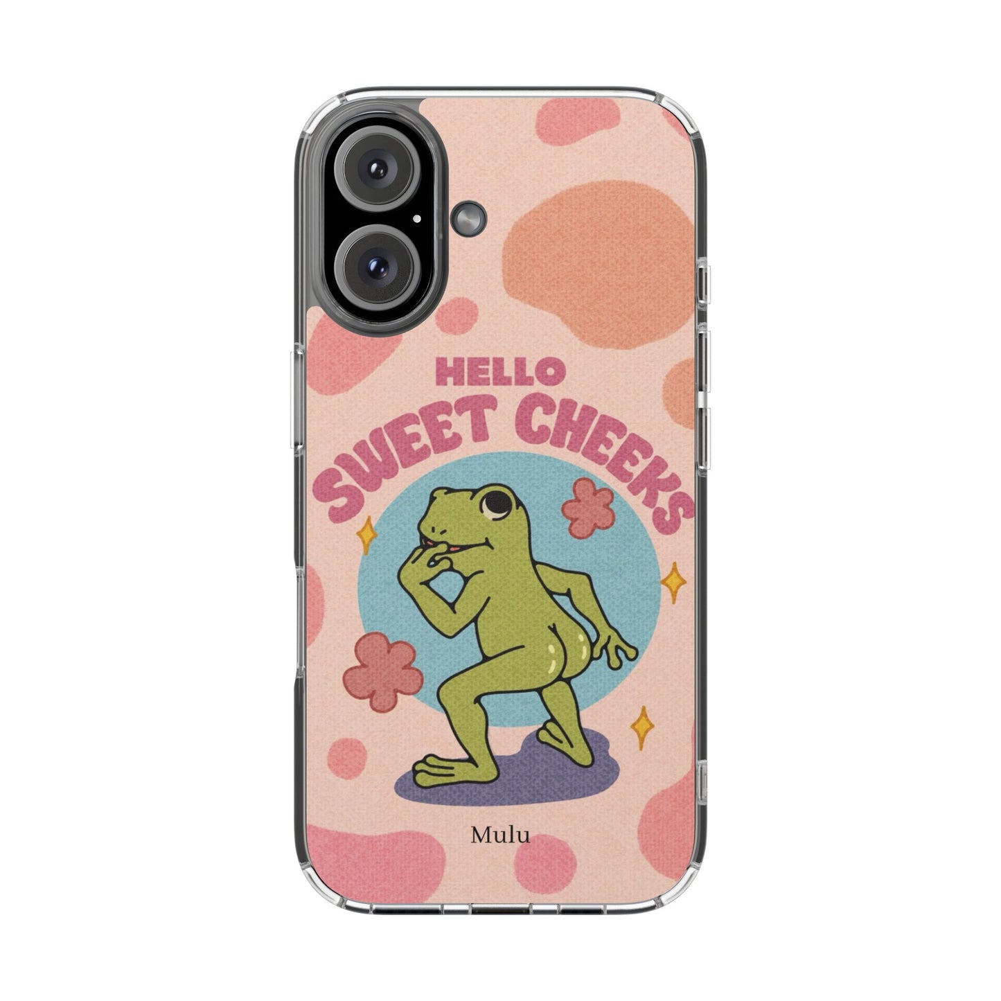 Clear Impact Phone Case — "Hello Sweet Cheeks" Retro Frog Design