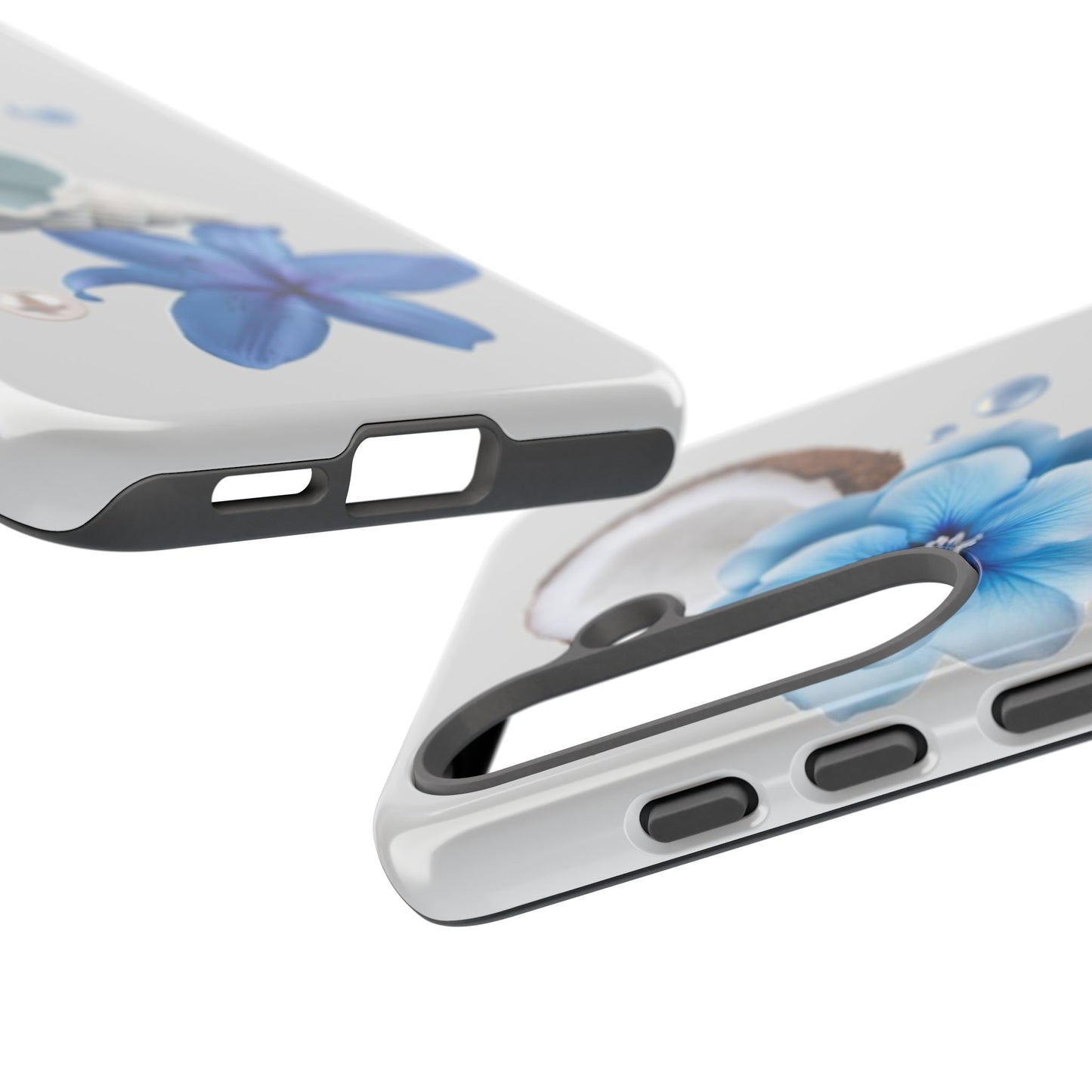 Tropical Blue Floral Phone Case — Coconut, Shell & Starfish Design