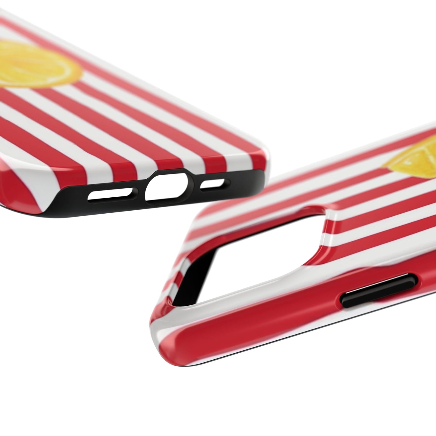 Lemon Slice Red & White Stripe Tough Phone Case