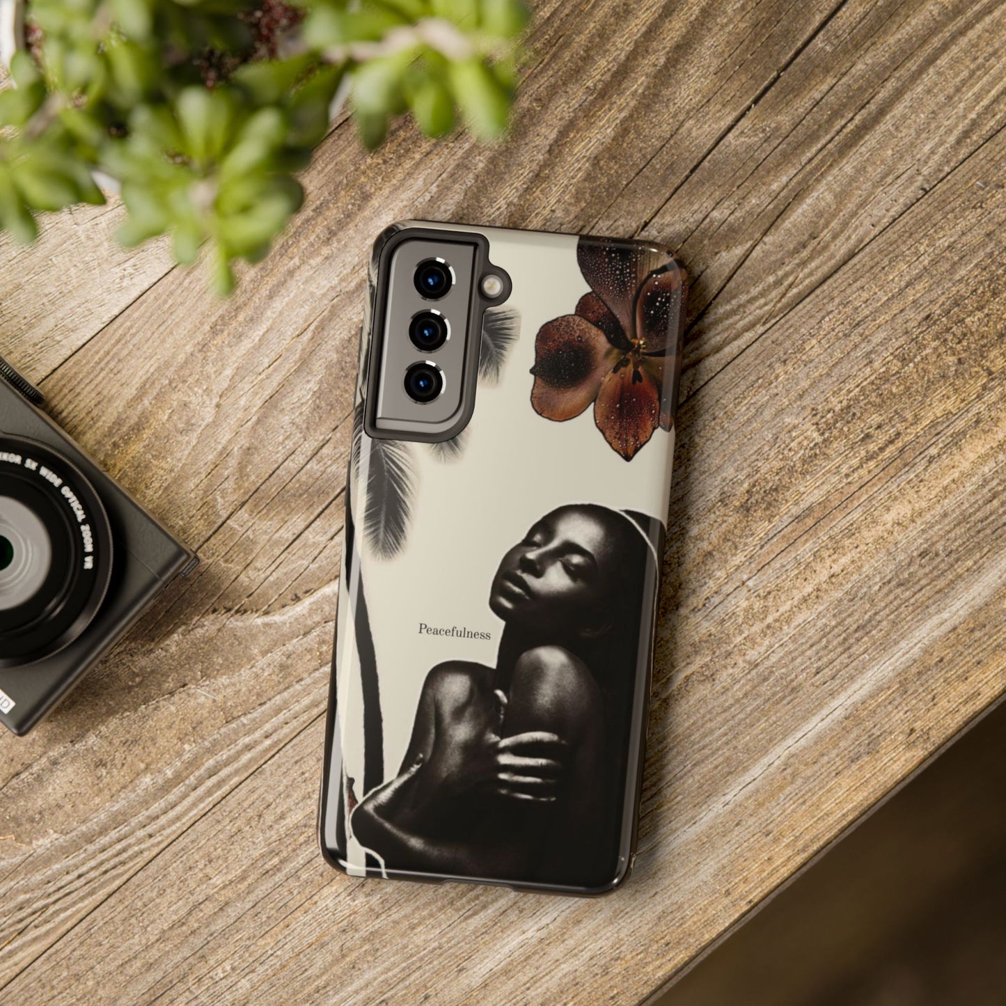 Tough Phone Case — "Peacefulness" Artistic Black Woman Floral Design