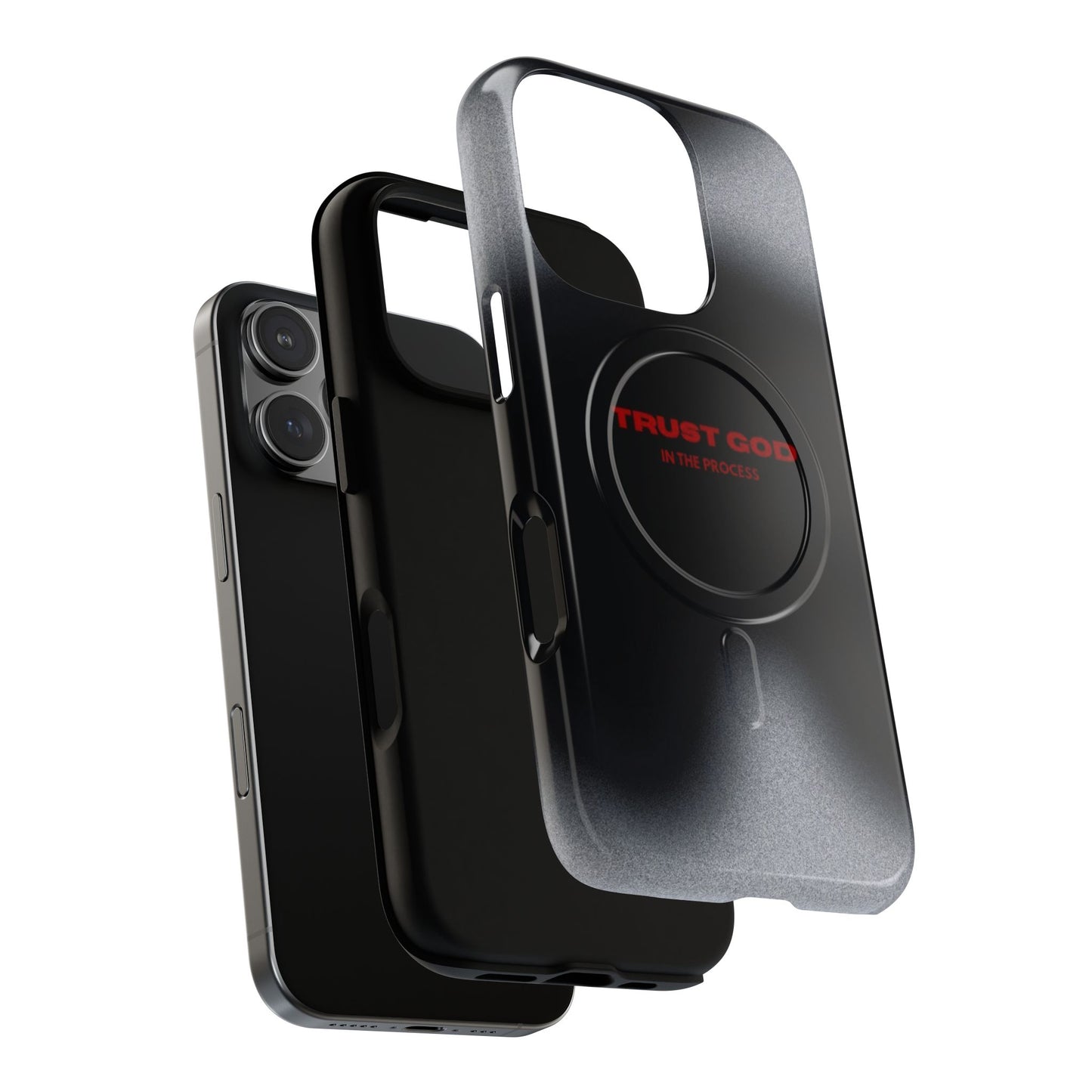 MagSafe Phone Case — "Trust God in the Process" Black Magnetic Tough Case