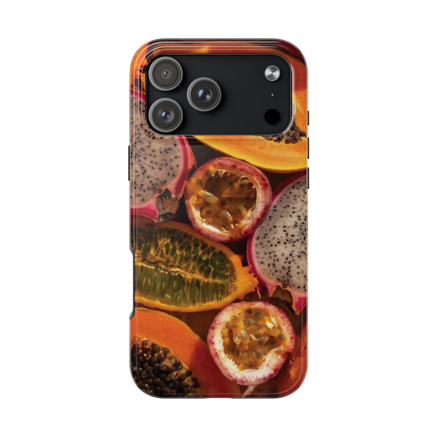 Tropical Fruit Tough Phone Case — Papaya & Dragon Fruit Design