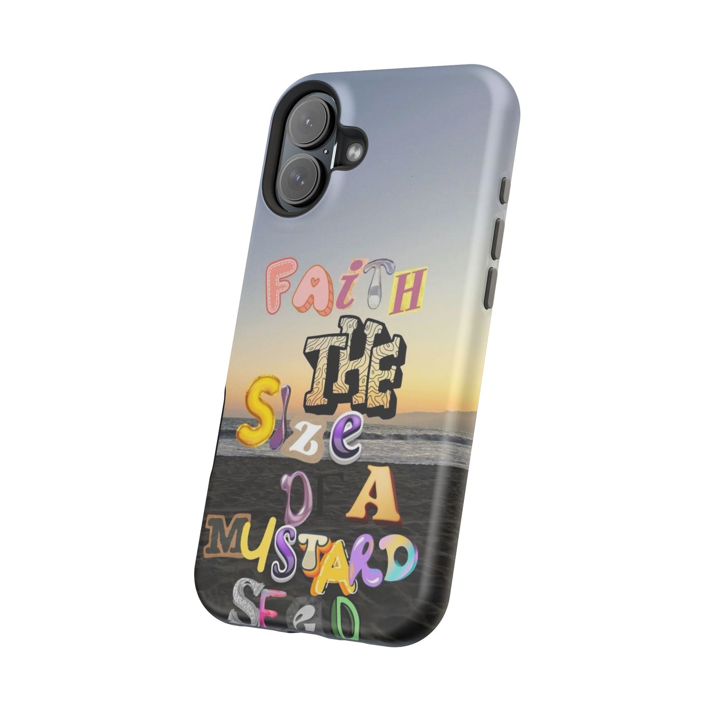 Magnetic Impact-Resistant Phone Case — "Faith the Size of a Mustard Seed" Sunset Design