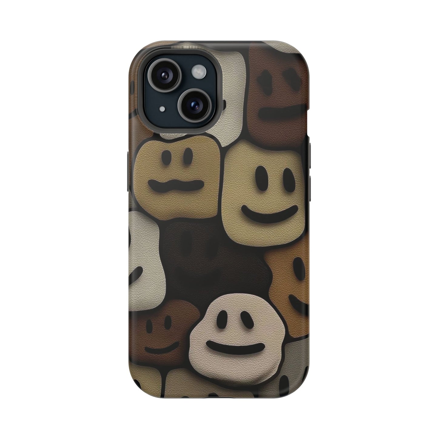 Magnetic Impact-Resistant Case — Brown Smiley Tile Phone Cover