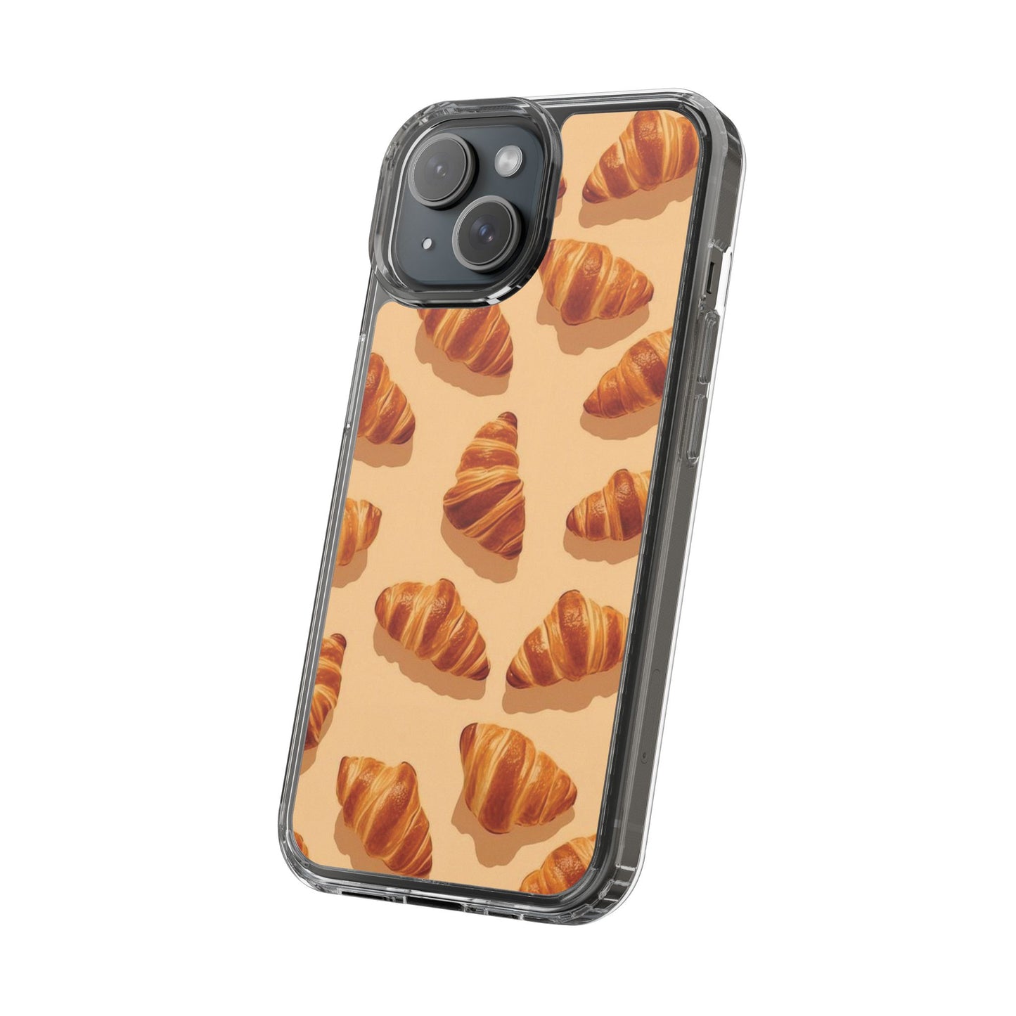 Croissant Pattern Clear Phone Case — Bakery-themed Transparent iPhone Cover