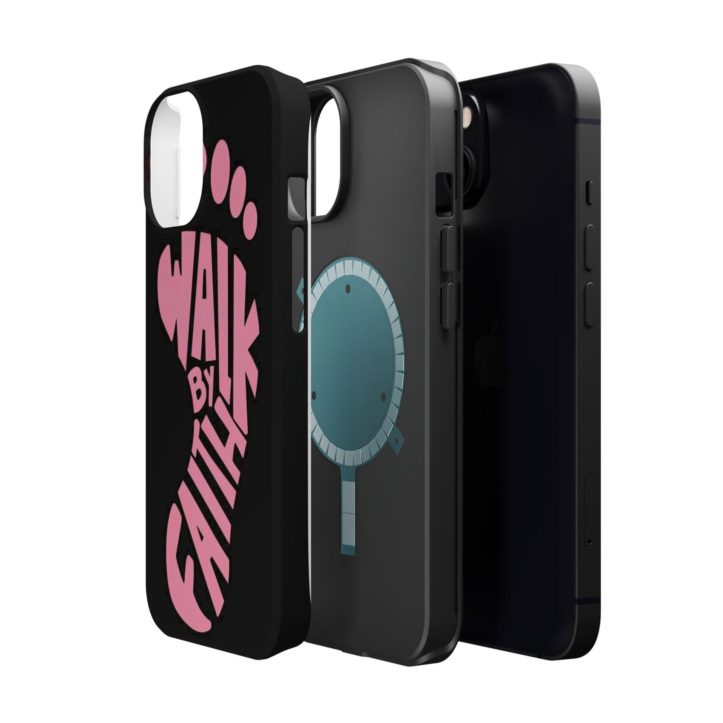 Phone Case — "Walk By Faith" Pink Footprint Magnetic Impact-Resistant Case