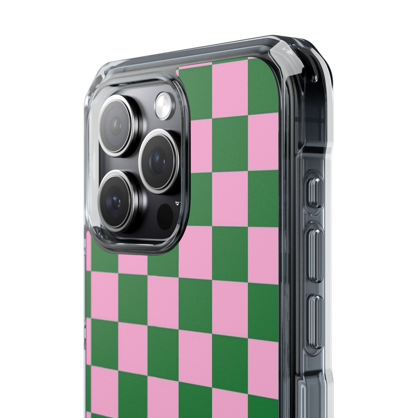 Pink & Green Checkerboard Magnetic Clear Phone Case