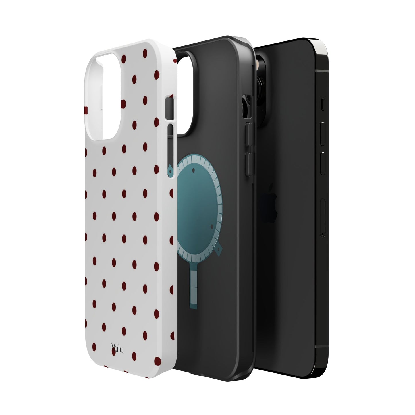 Polka Dot Magnetic Impact-Resistant Phone Case — Red Dots on White
