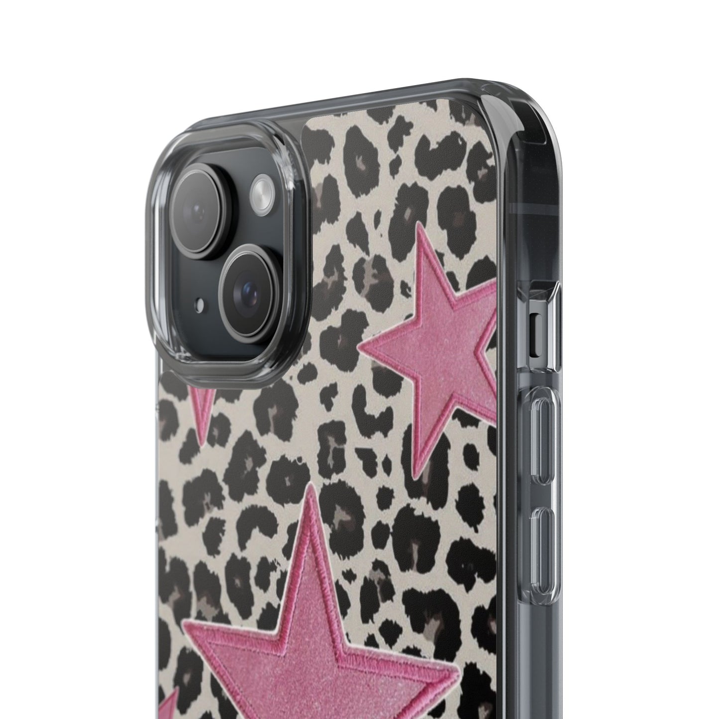 Pink Star Leopard Clear Impact Phone Case