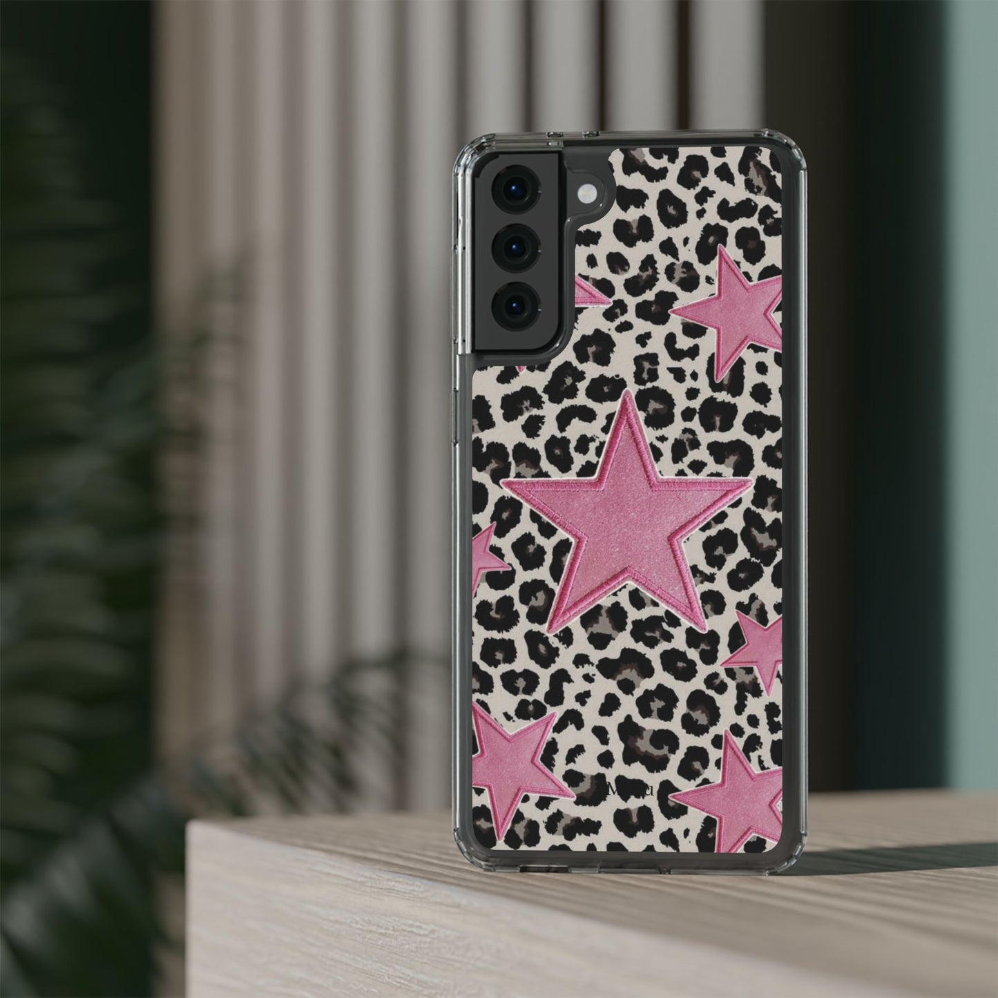 Pink Star Leopard Clear Impact Phone Case