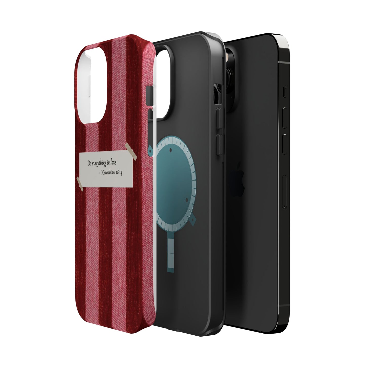 Christian Quote Red Stripe Phone Case — “Do everything in love” Magnetic Impact-Resistant Case