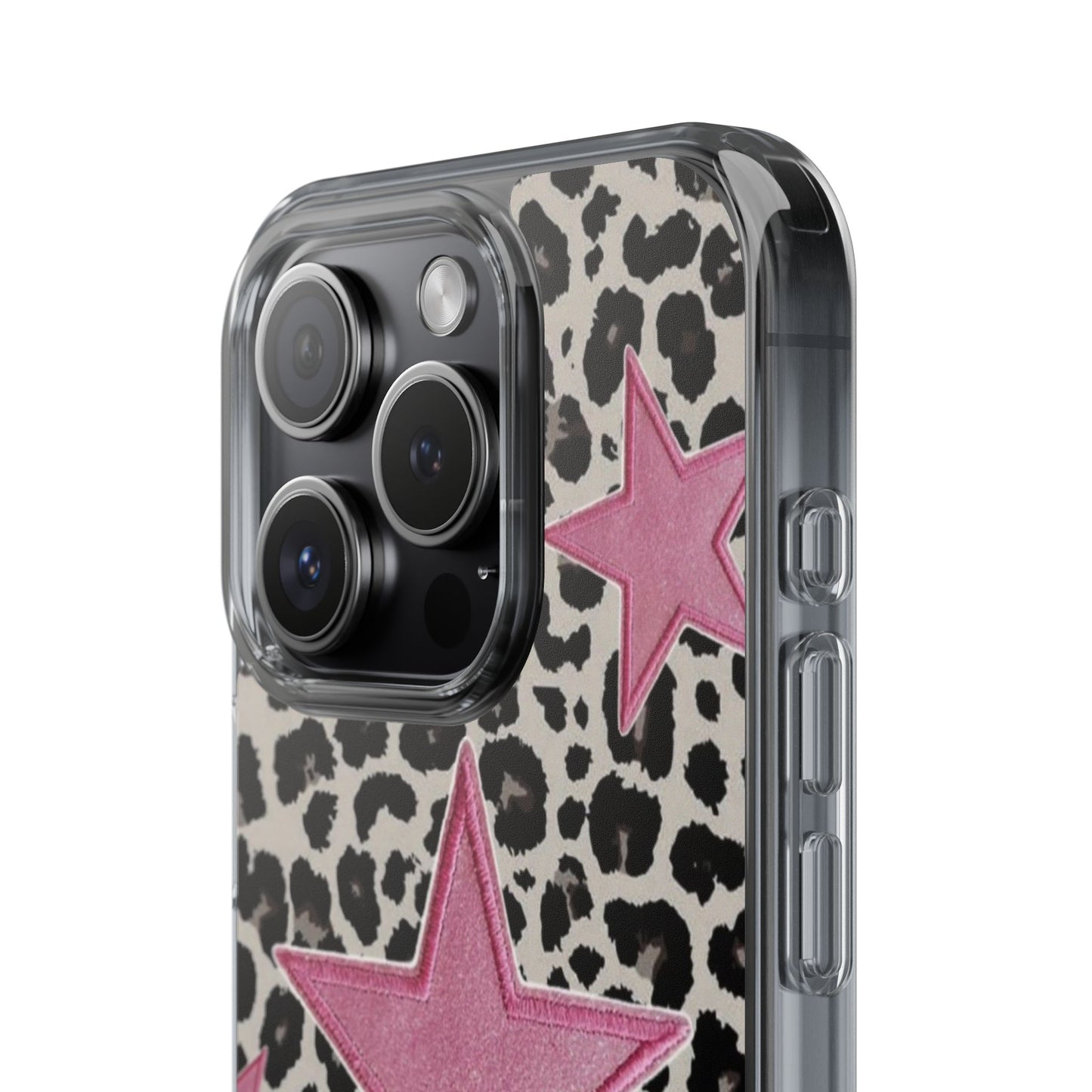 Pink Star Leopard Clear Impact Phone Case