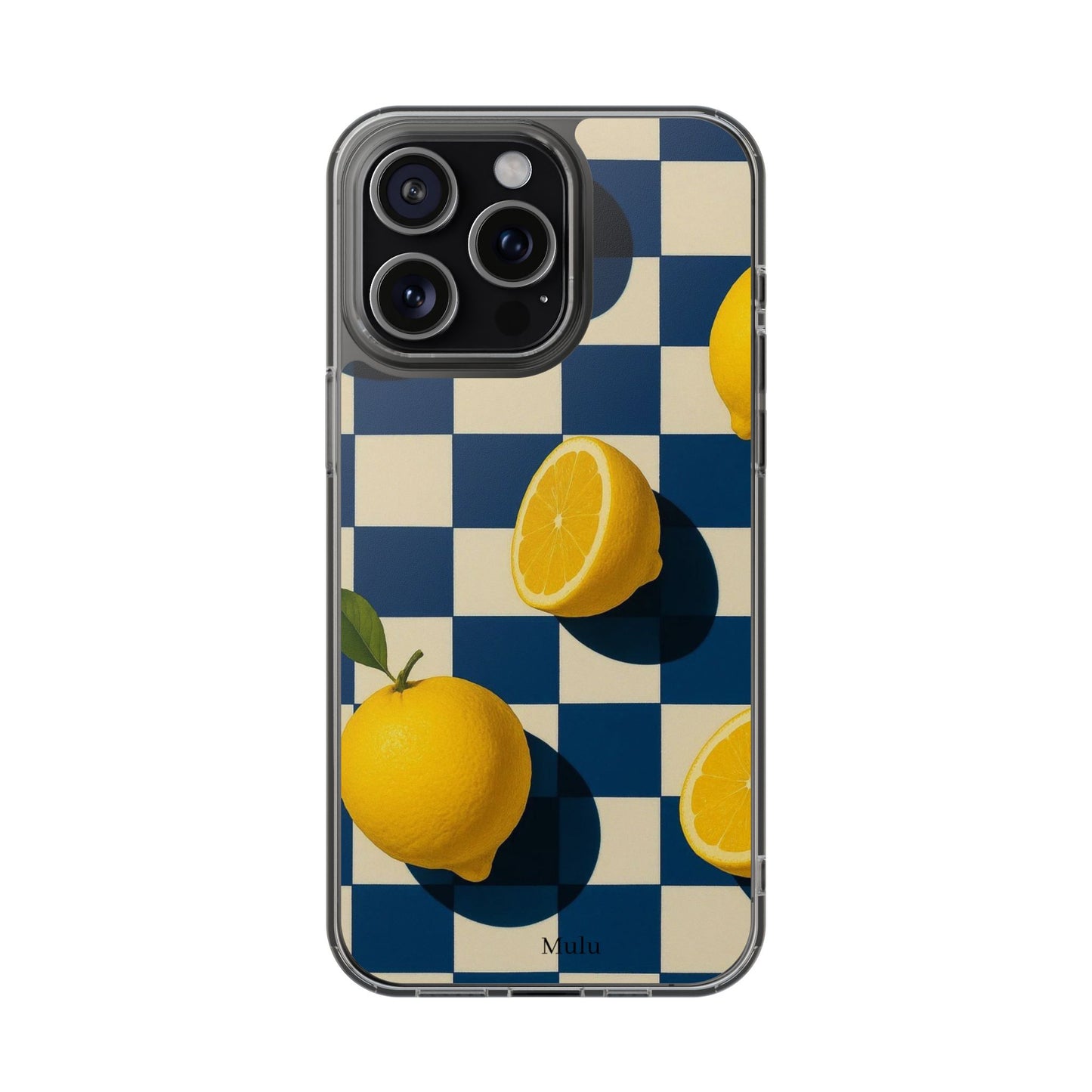 Clear Impact-Resistant Case — Retro Checkered Lemons Phone Case