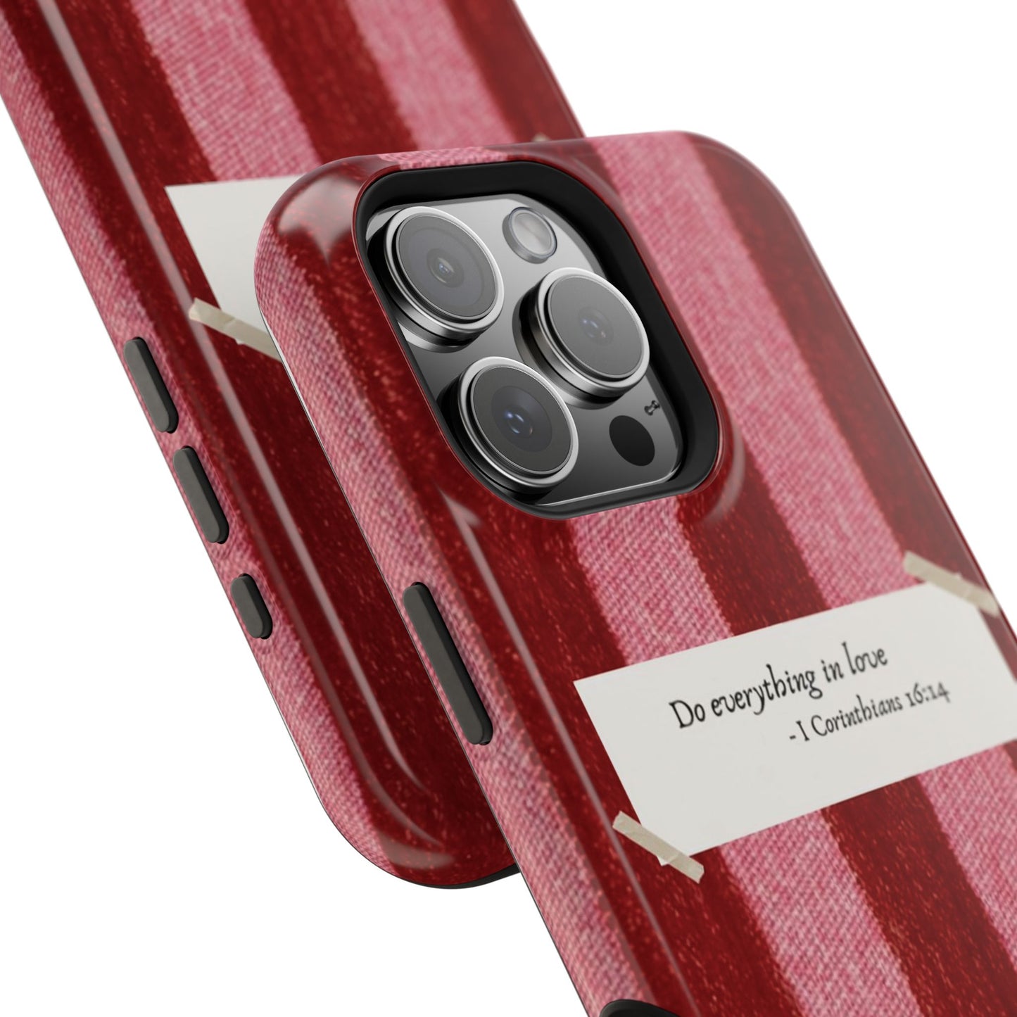 Christian Quote Red Stripe Phone Case — “Do everything in love” Magnetic Impact-Resistant Case
